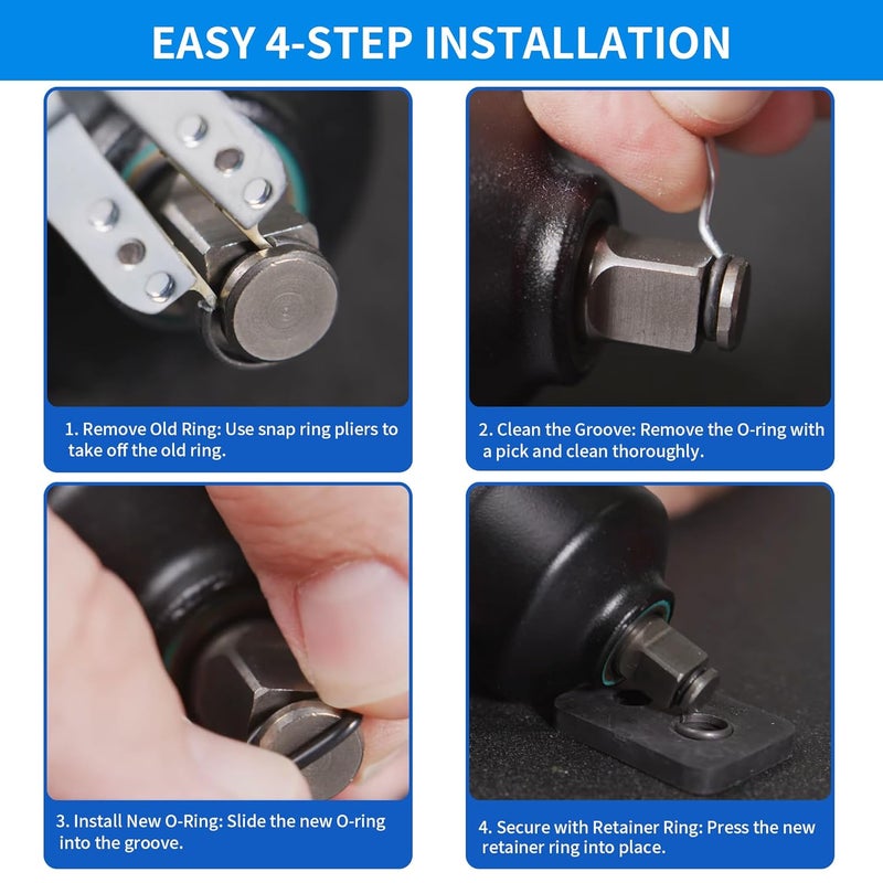 Timsec 20 Packs Impact Retaining Ring Clips with O-Rings, 3/8" & 1/2" Friction Rings Socket Retainer Kit for Electric & Pneumatic Impact Wrench, Square Drive Replacement Parts - Image 5